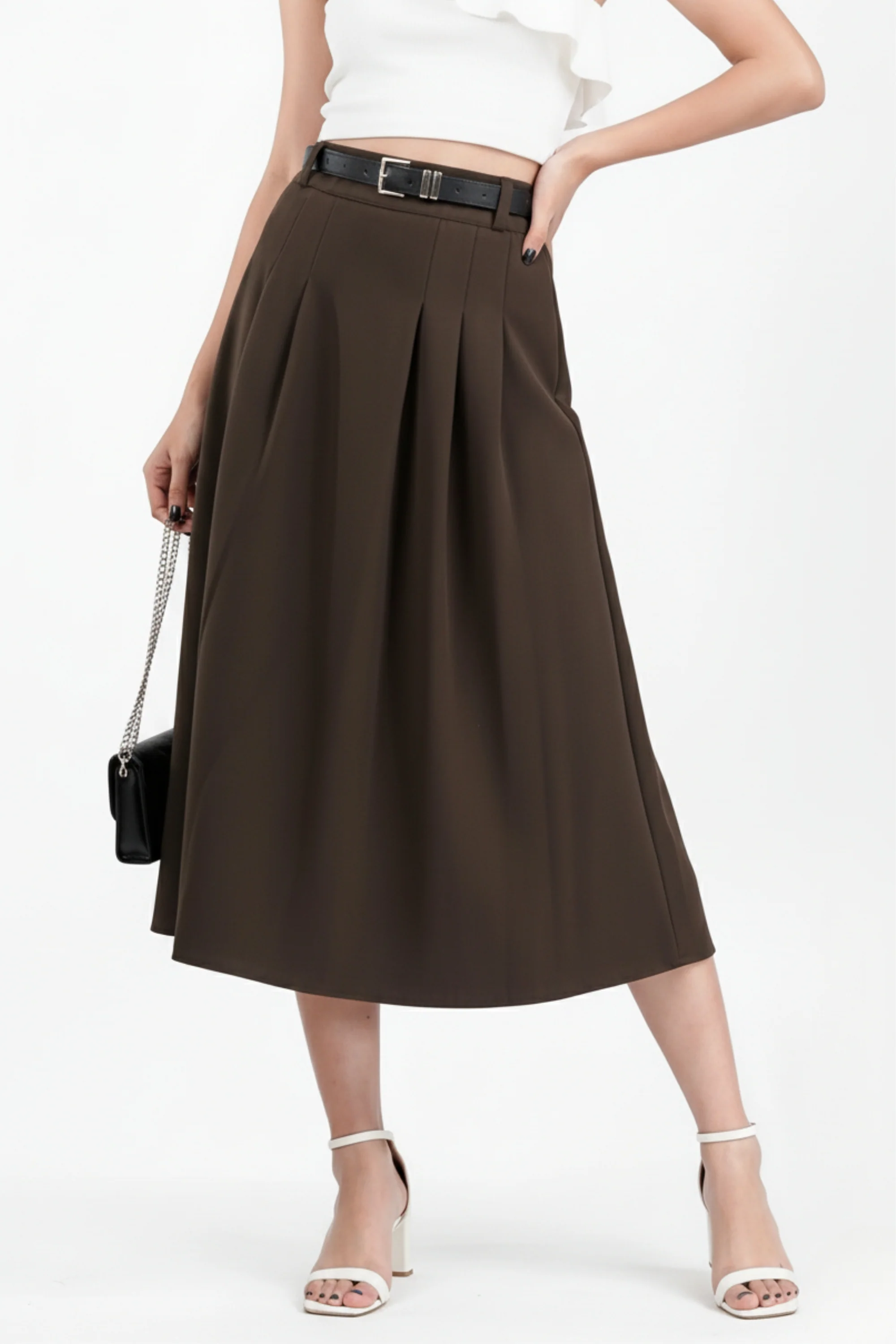 Hazel Suede Pleated Skirt
