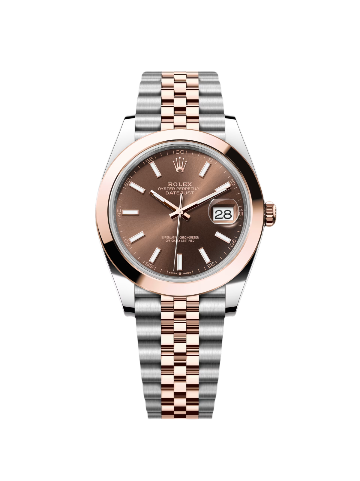 Rolex Datejust 41mm 126301 Chocolate Index Oyster Steel and Everose Gold Watch
