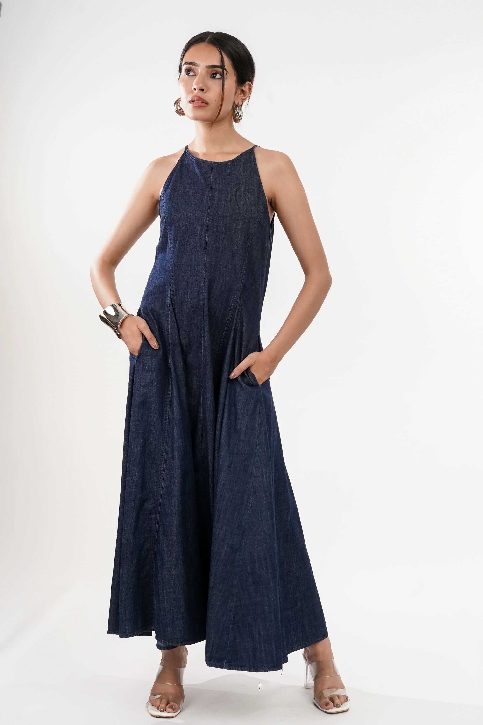Edith Denim Halter Dress
