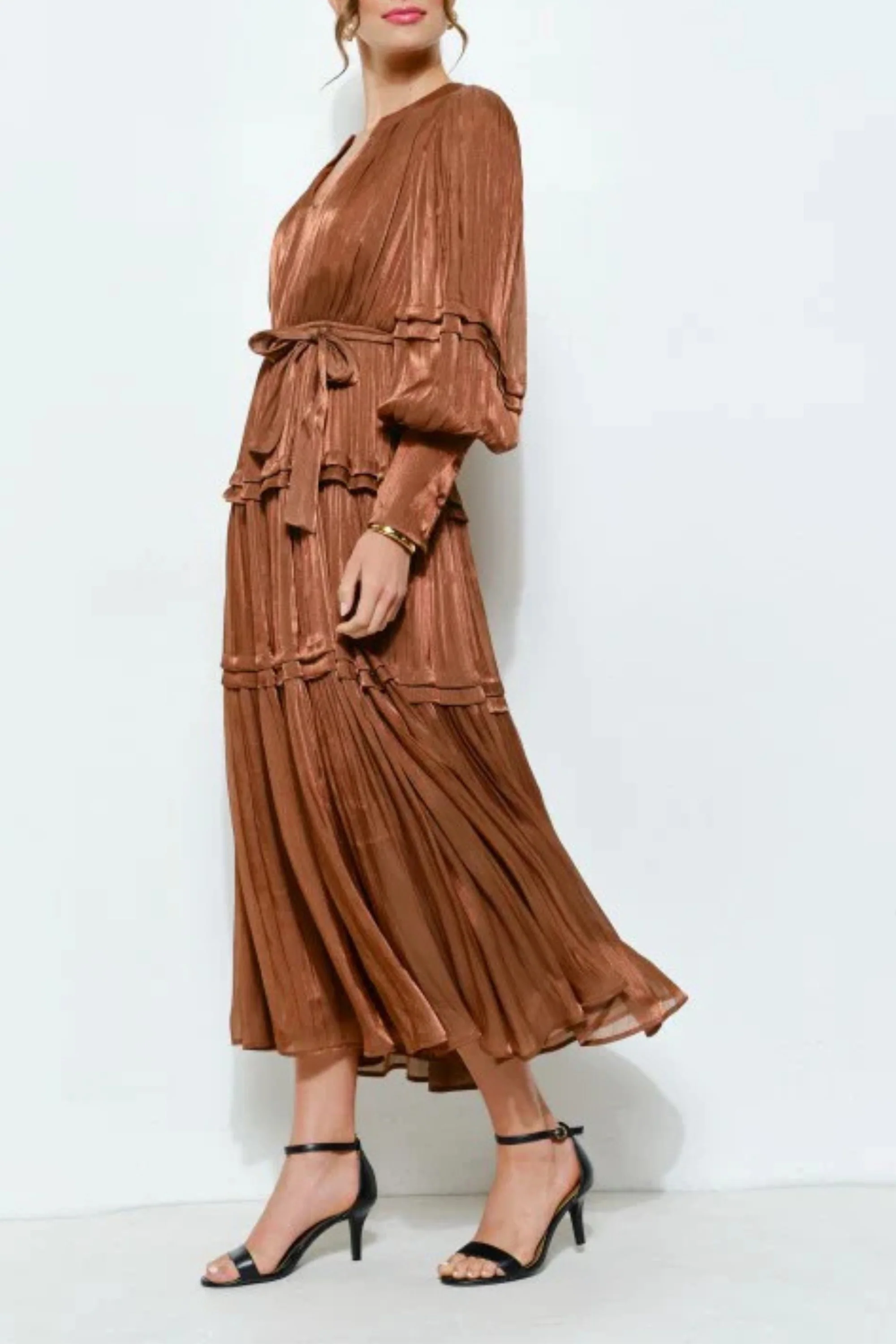 Metallic Bronze Tiered dress