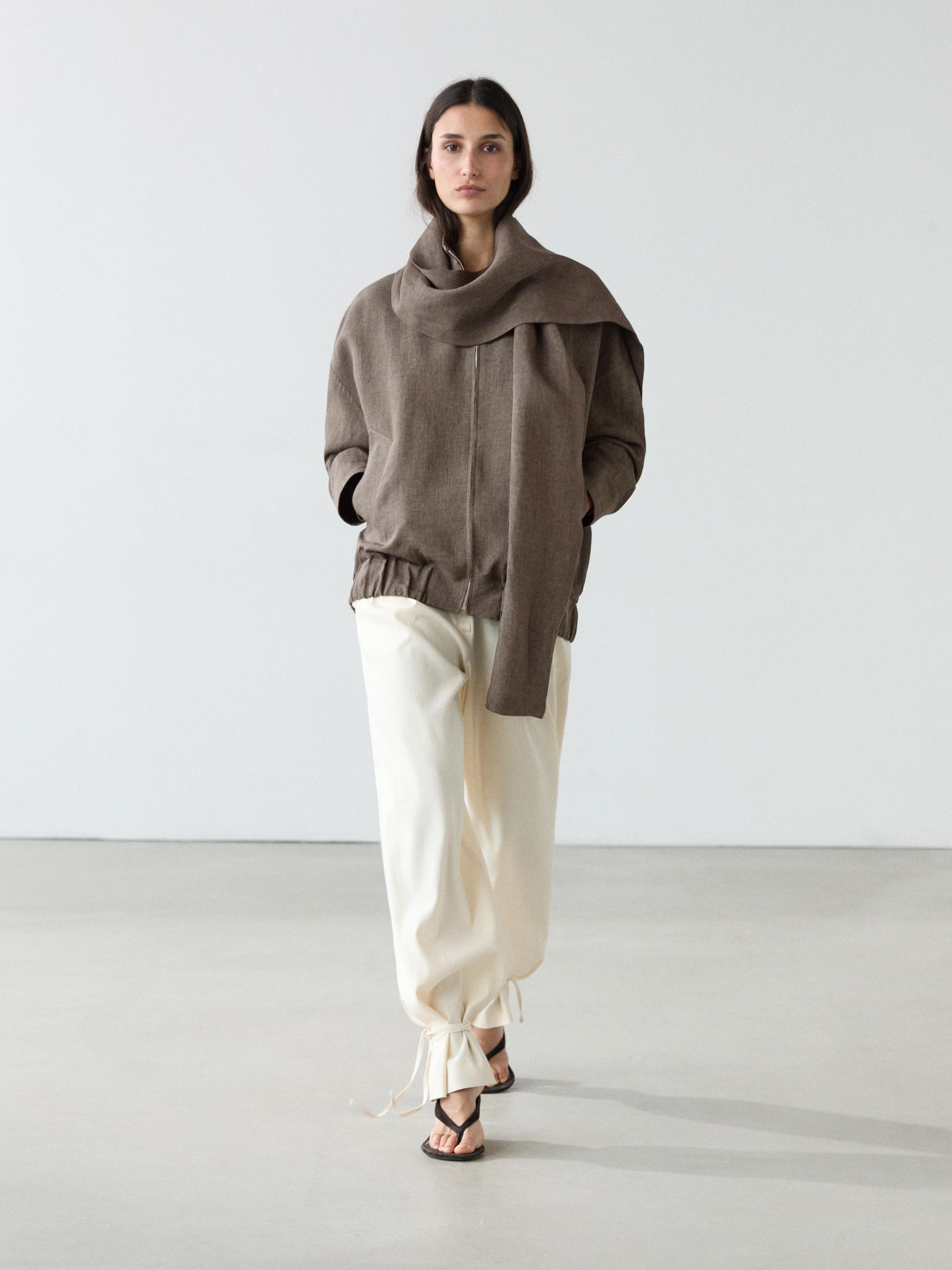 Chaqueta bomber fular melange lino