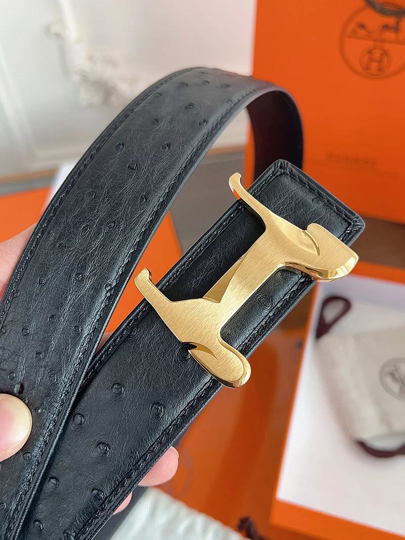 2Colors Wide1.5″ Ostrich Genuine Leather Reversible Belt PD-6900046