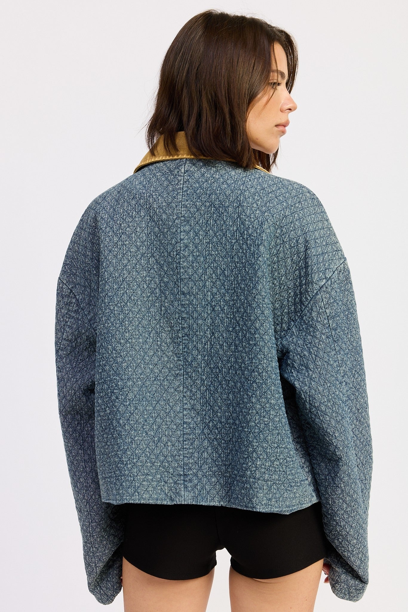 Brooklyn Quilted Contrast Collar Jacket