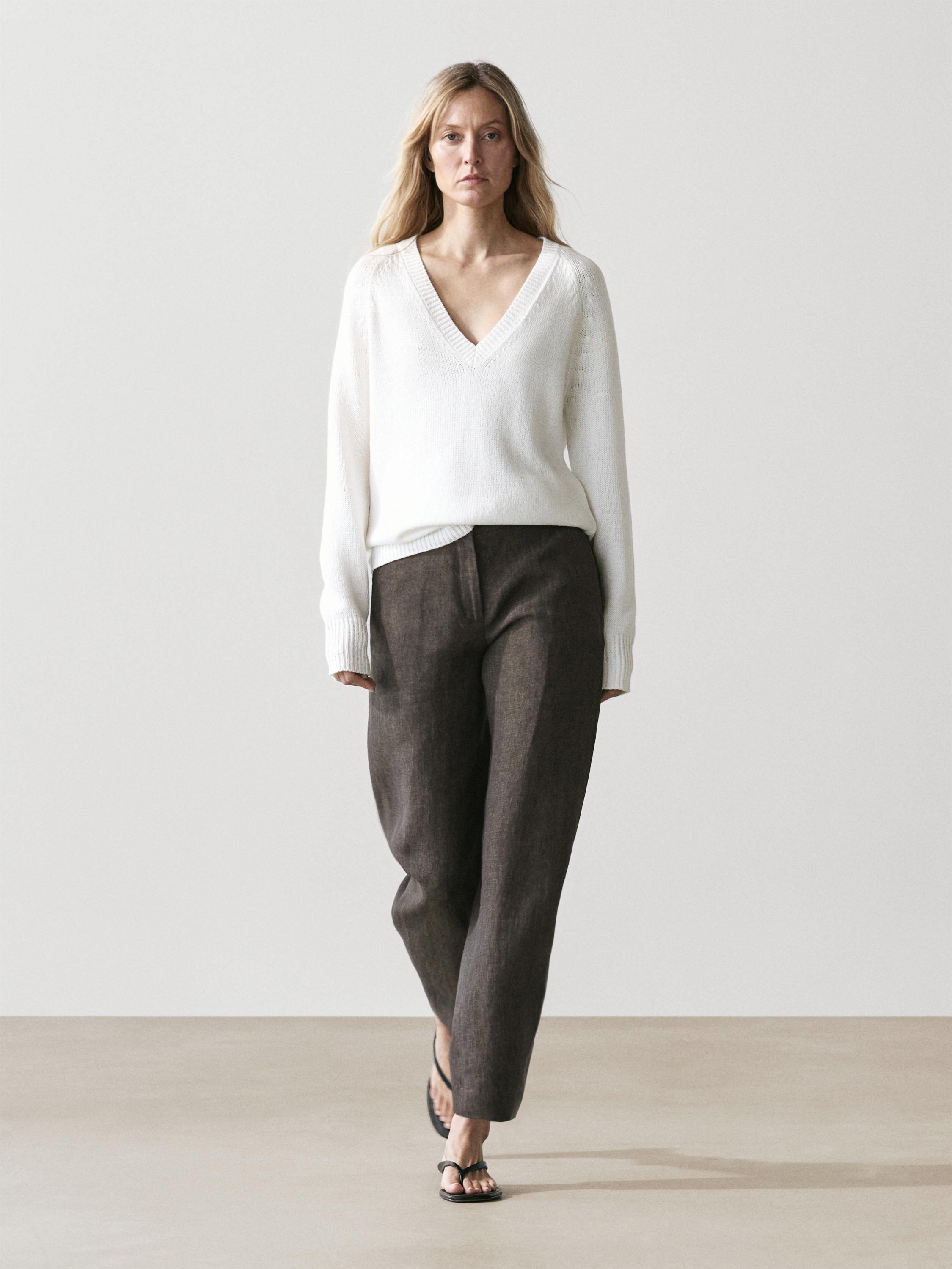 Pantalón barrel fit lino
