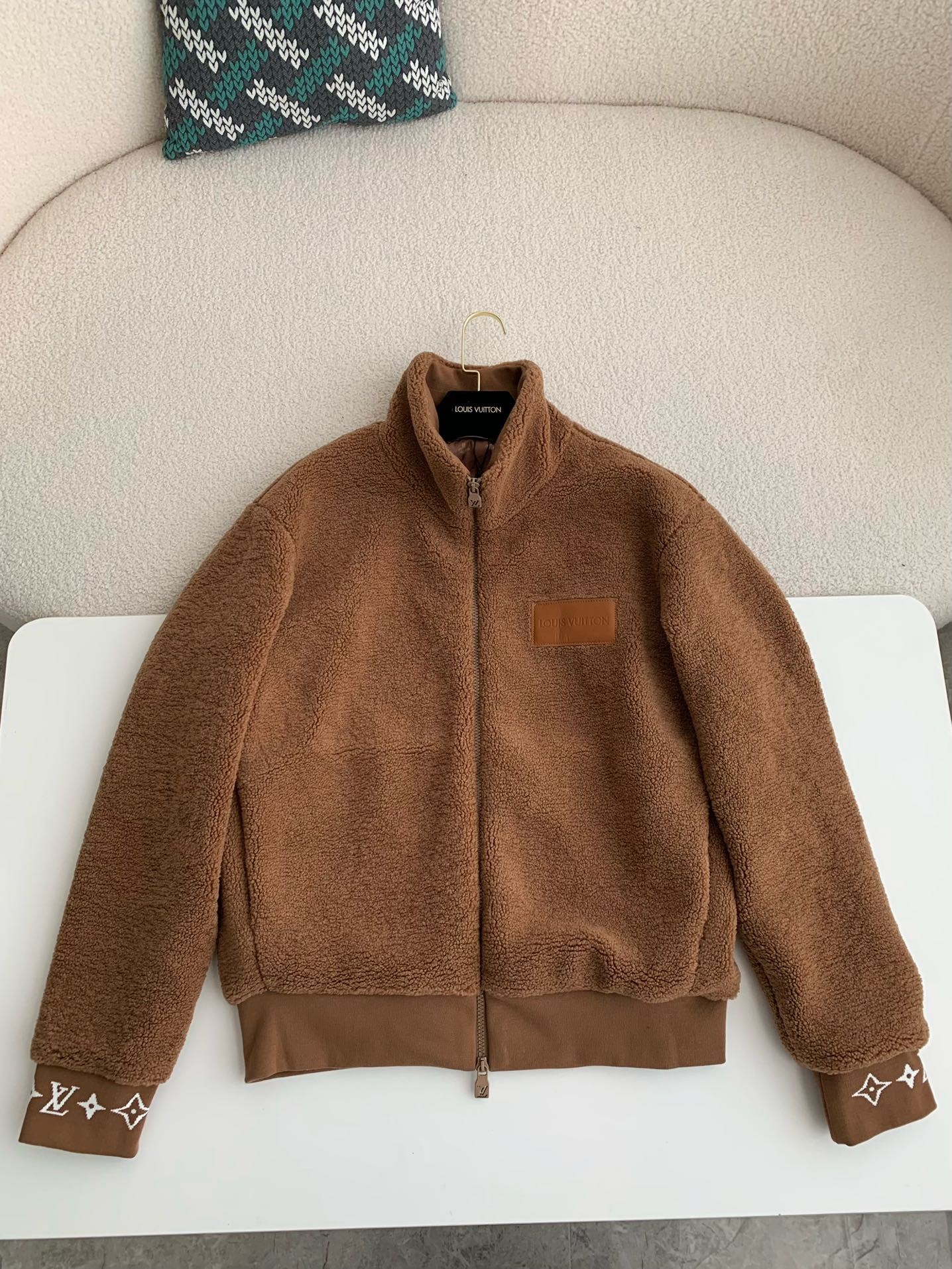 LV Jacquard vertical collar zipper fleece jacket
