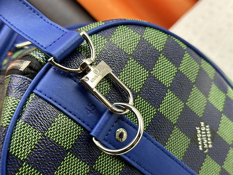 17.7″x10.6″x7.9″ Green Squares Leather Handbag With Adjustable Strap BB-921438