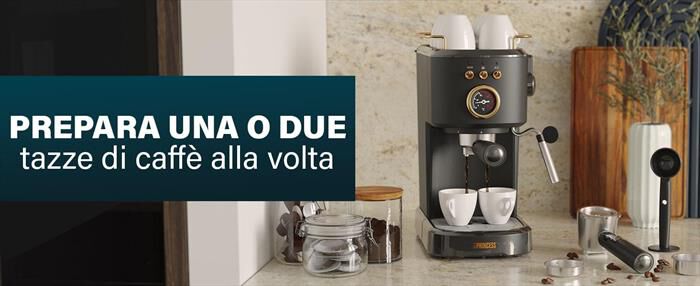PRINCESS - MACCHINA CAFFE' ESPRESSO 3 IN 1-Nero / Acciaio-Plastica