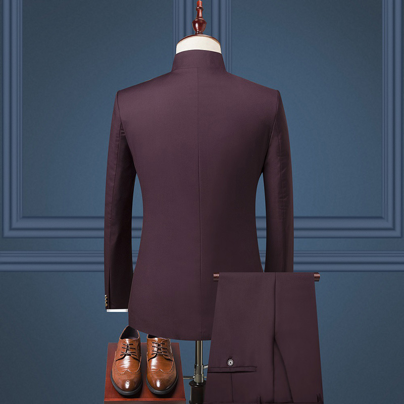 Men's Stand Collar Blazer Pants Vest Sets Men's Business Wedding Suit Jacket Coat Trousers Waistcoat Slim Dress Sets