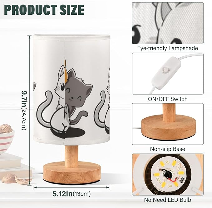 Table Lamp Cute Cartoon Cat Kitten Kitty Nightstand Lamp