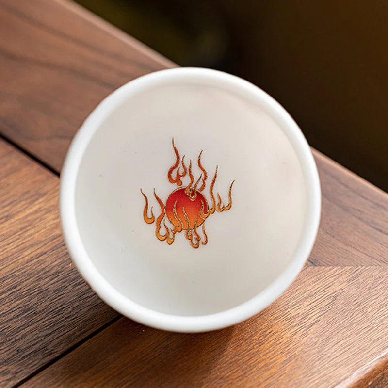 Dragon Phoenix Auspicious Clouds Ceramic Teacup Kung Fu Tea Cup With Gift Box