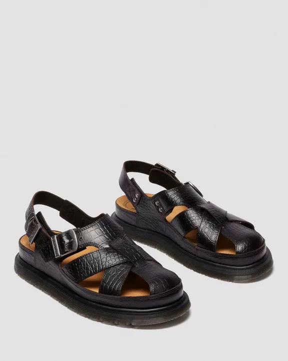 Fisherman Crocodile Analine Leather Sandals