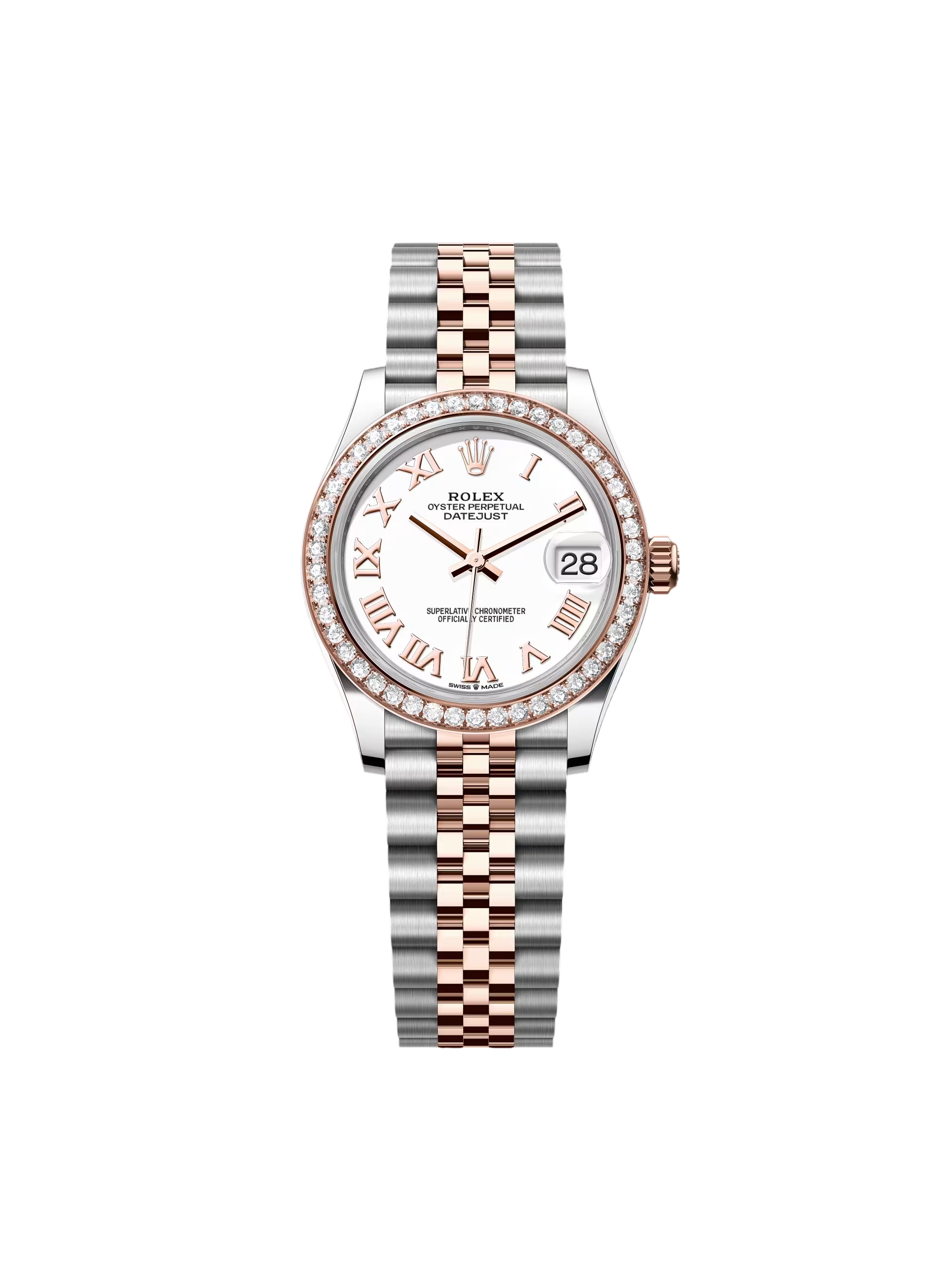 Rolex Datejust m278381RBR 31mm White Roman Dial Diamond-Set Bezel