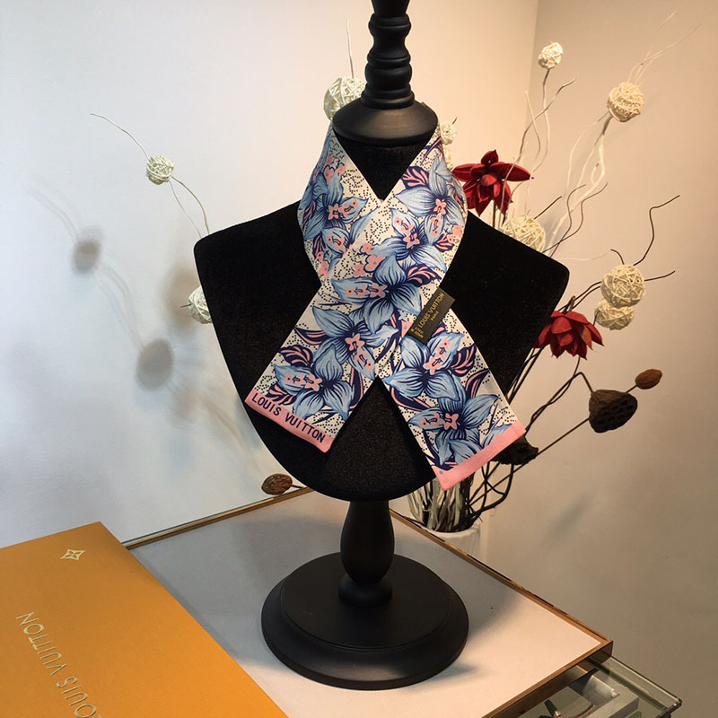 120x8cm Flowers Embroidery Handbag Ribbon Scarf Neck Bow WJ-987022