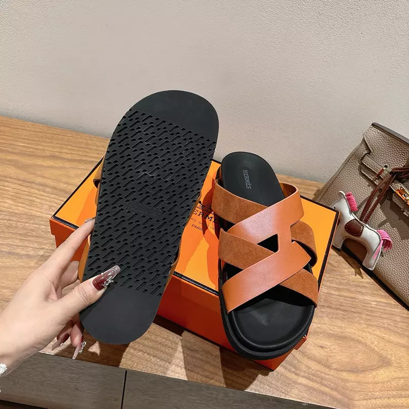 Fashion High Quality Real Leather Slippers LX-872319