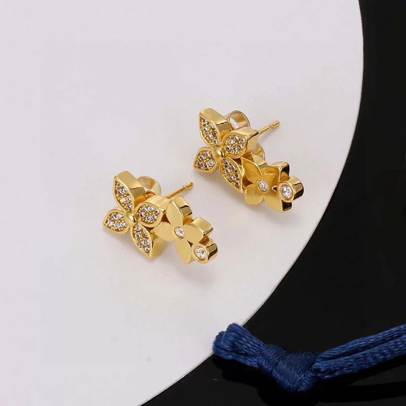 Fashion Stone-set Flowers Earrings ED-931316