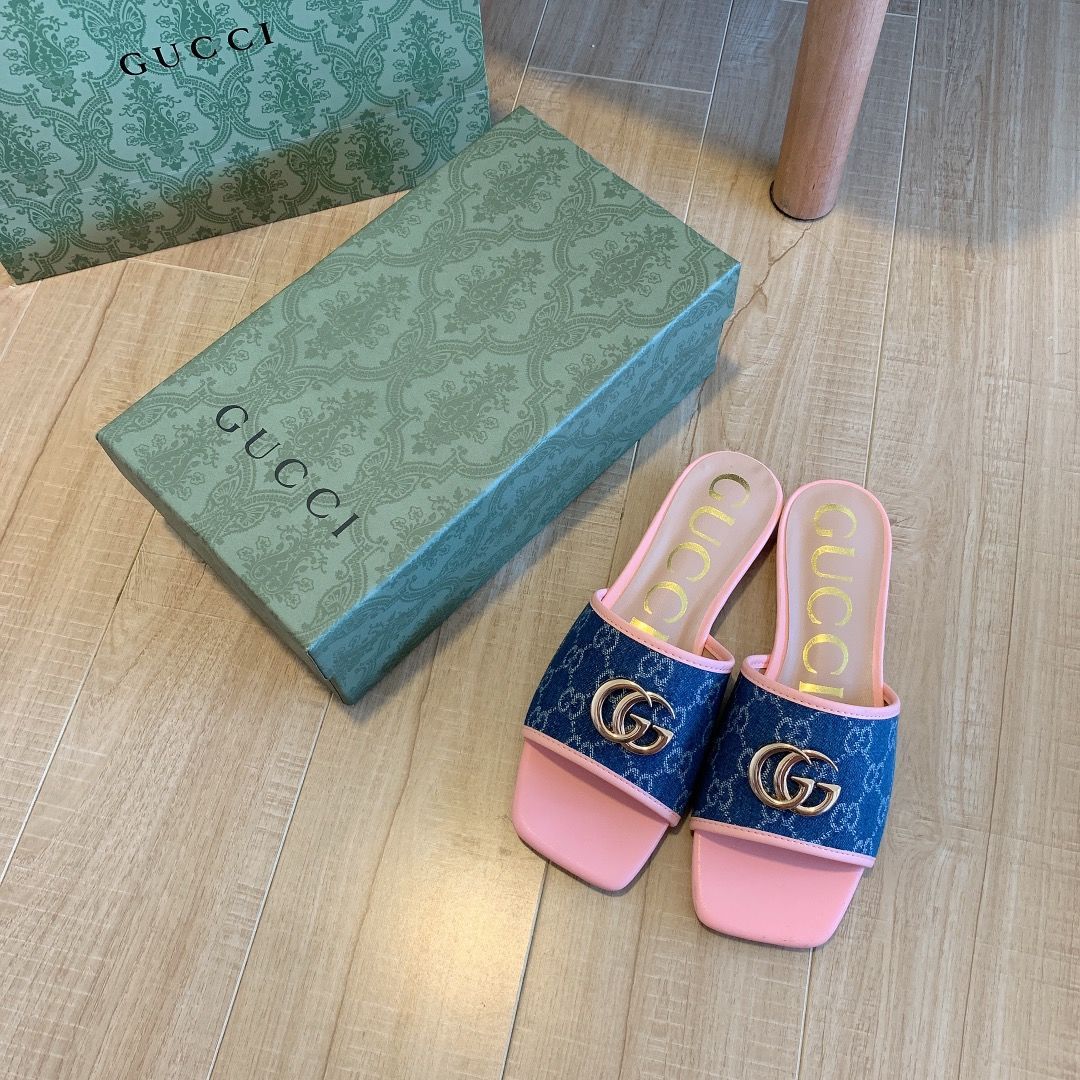 Denim Embossed Flat Slippers LX-872036
