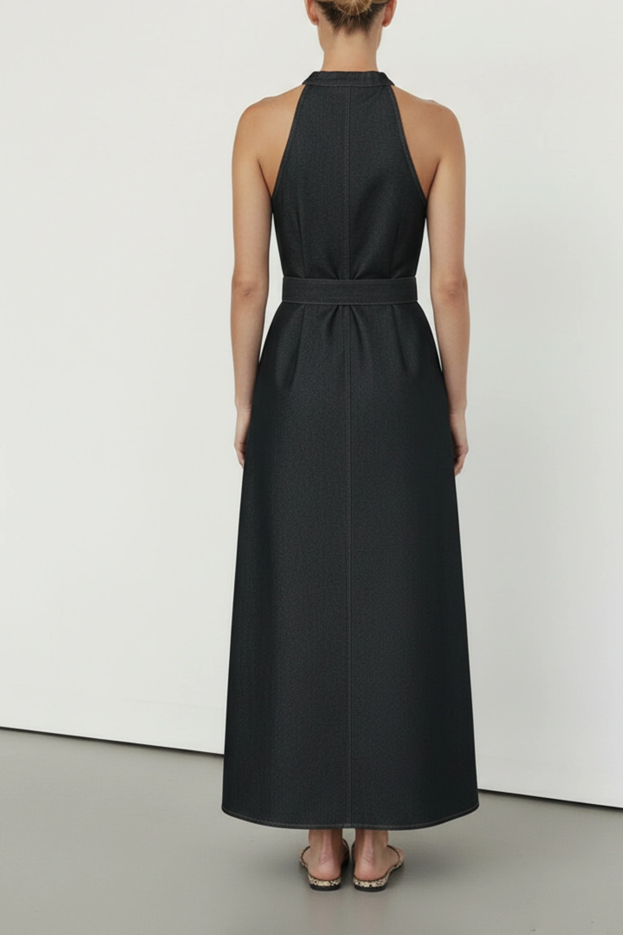Graphite Denim Belted Dress