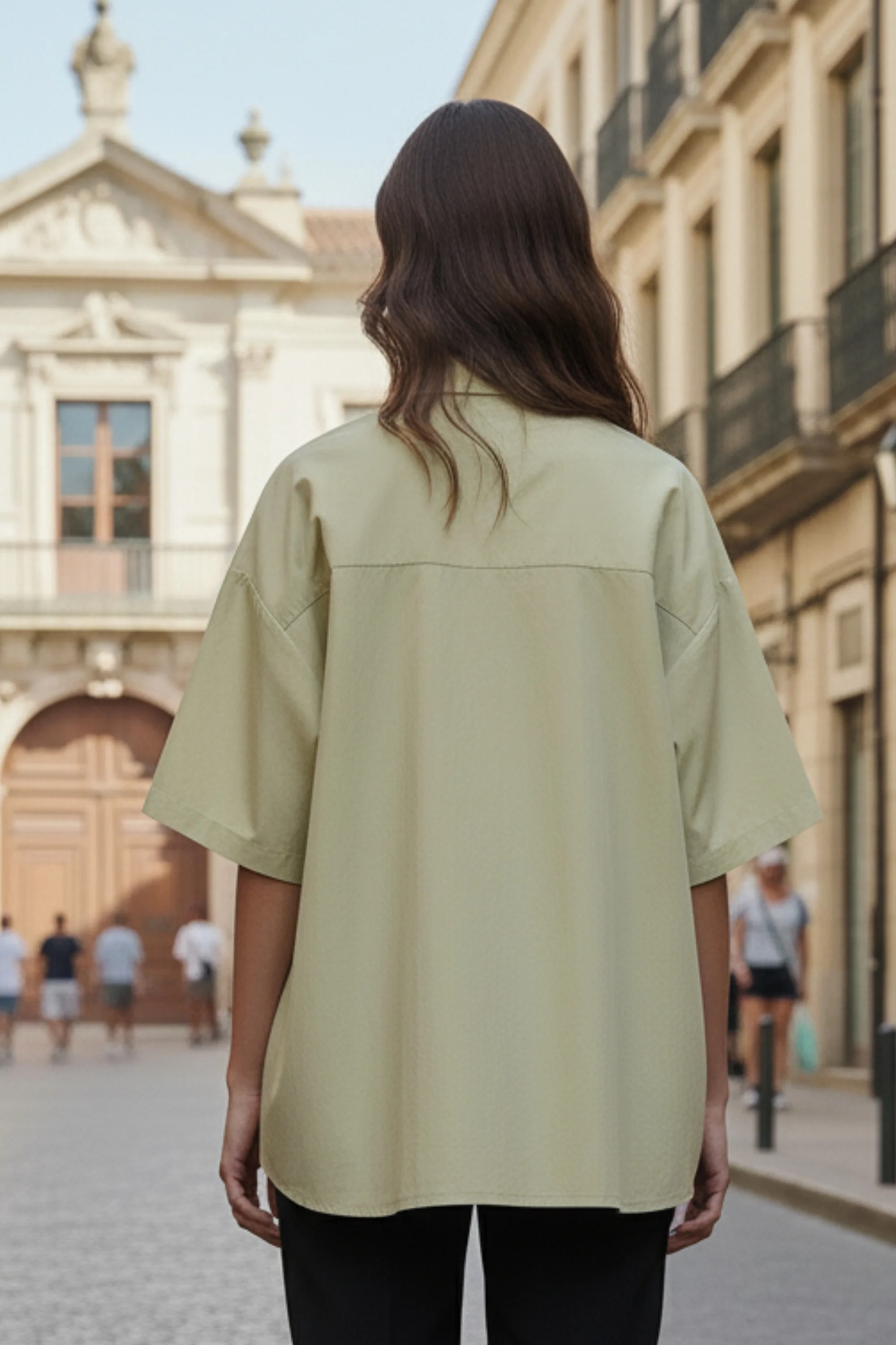 Flower Button Rounded Hem Shirt