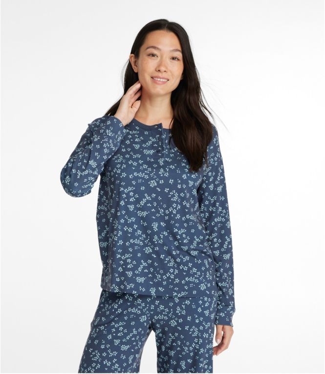 Women's Restorative Sleepwear, Long-Sleeve Henley Print