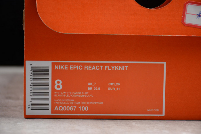 NIKE EPIC REACT FLYKNIT WHITE FUSION AQ0067-100