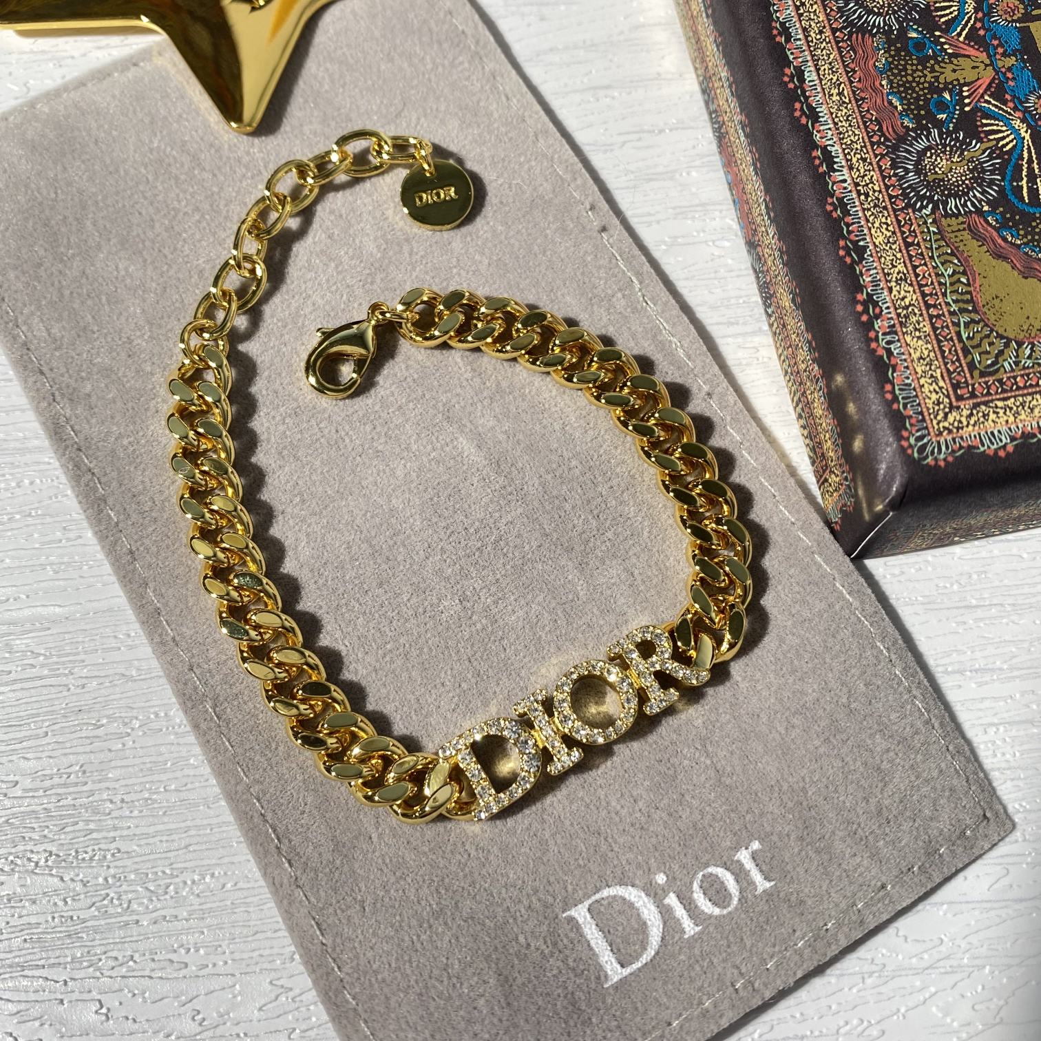 Dior bracelet gold rhinestones