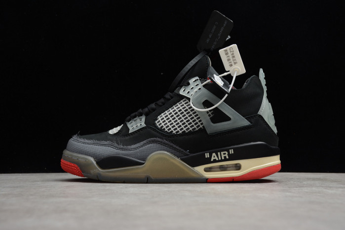 Off-White x Air Jordan 4 Bred Black/Red CV9388-001