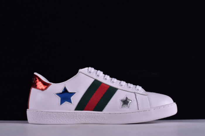GUCCI Ace Embroidered Low-Top Sneaker WITH COLORFUL STARS 431942-A38G1