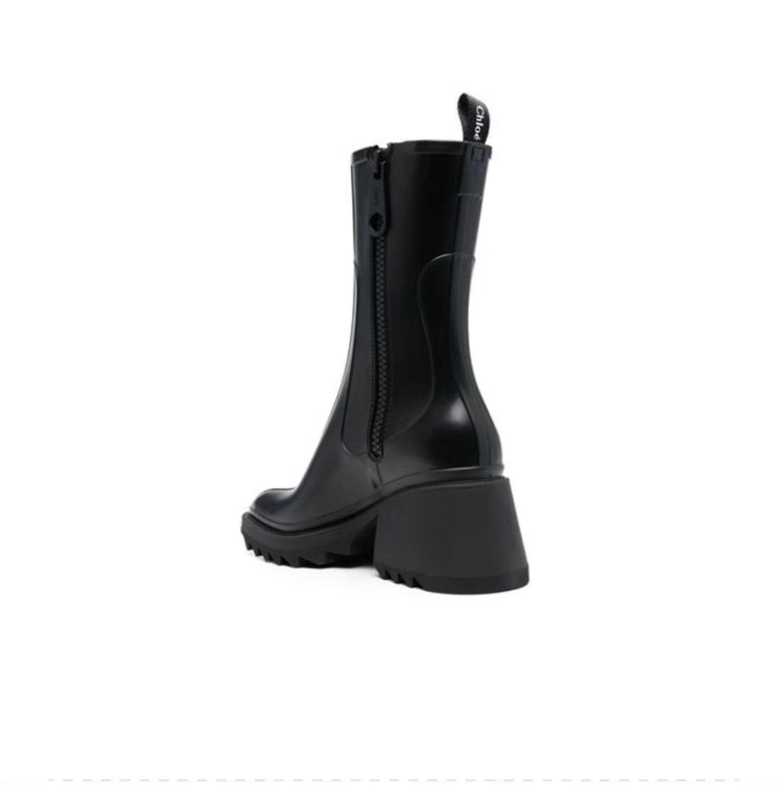 chloe rubber pull-on thick heel boots for women