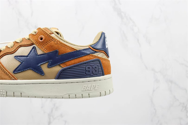 A BATHING APE SK8 suede leather low-top lace-up fashion sneakers Brown 1I70-291-009