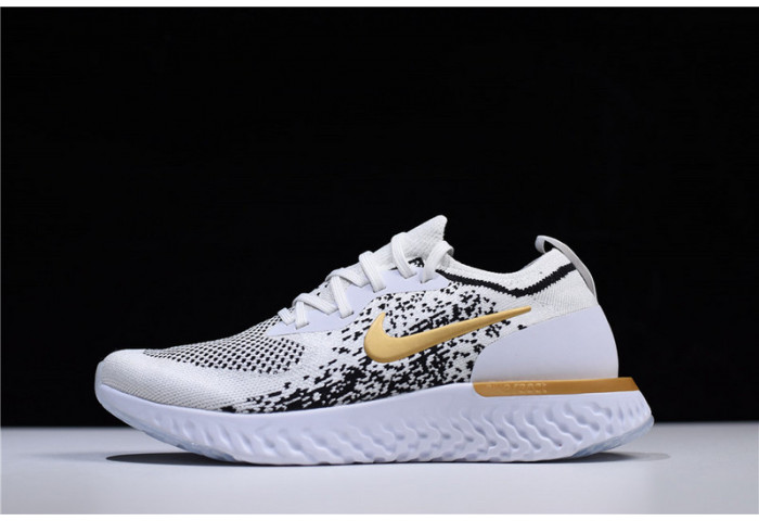 Mens Nike Epic React Flyknit White/Black-Gold AQ0067-071