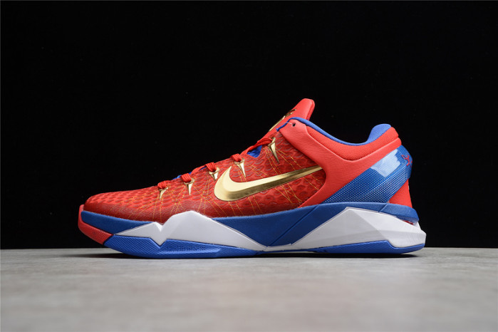 NIKE ZOOM KOBE VII RLX RED BLUE METALLIC GOLD 488371-406