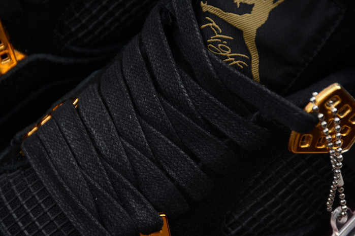 Air Jordan 4 Royalty Black/Metallic Gold-White mens 308497-032
