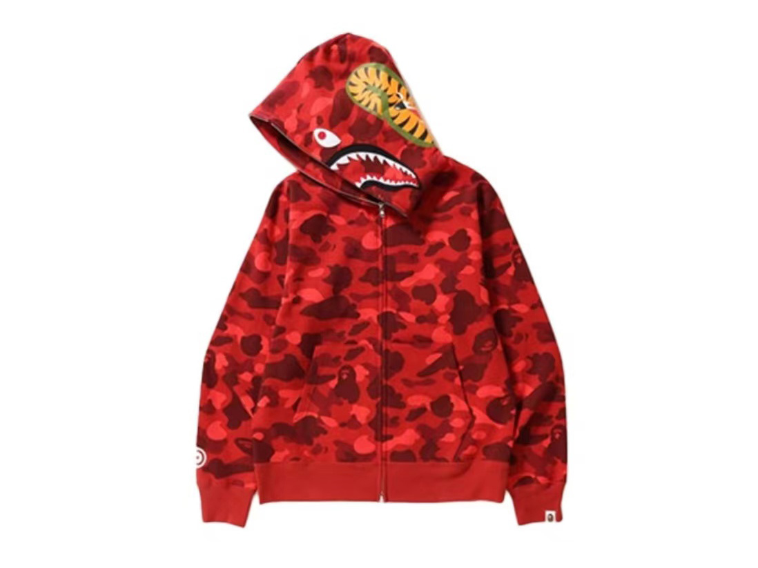 Bape camouflage hooded sweatshirt red