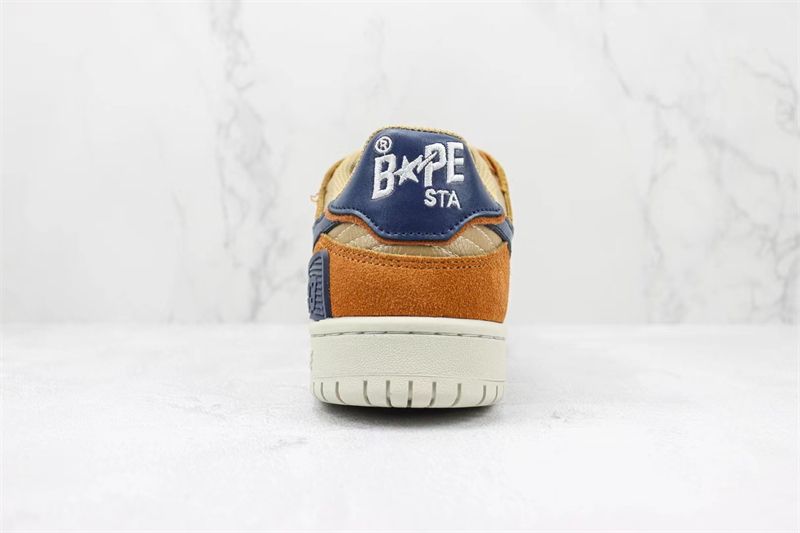 A BATHING APE SK8 suede leather low-top lace-up fashion sneakers Brown 1I70-291-009