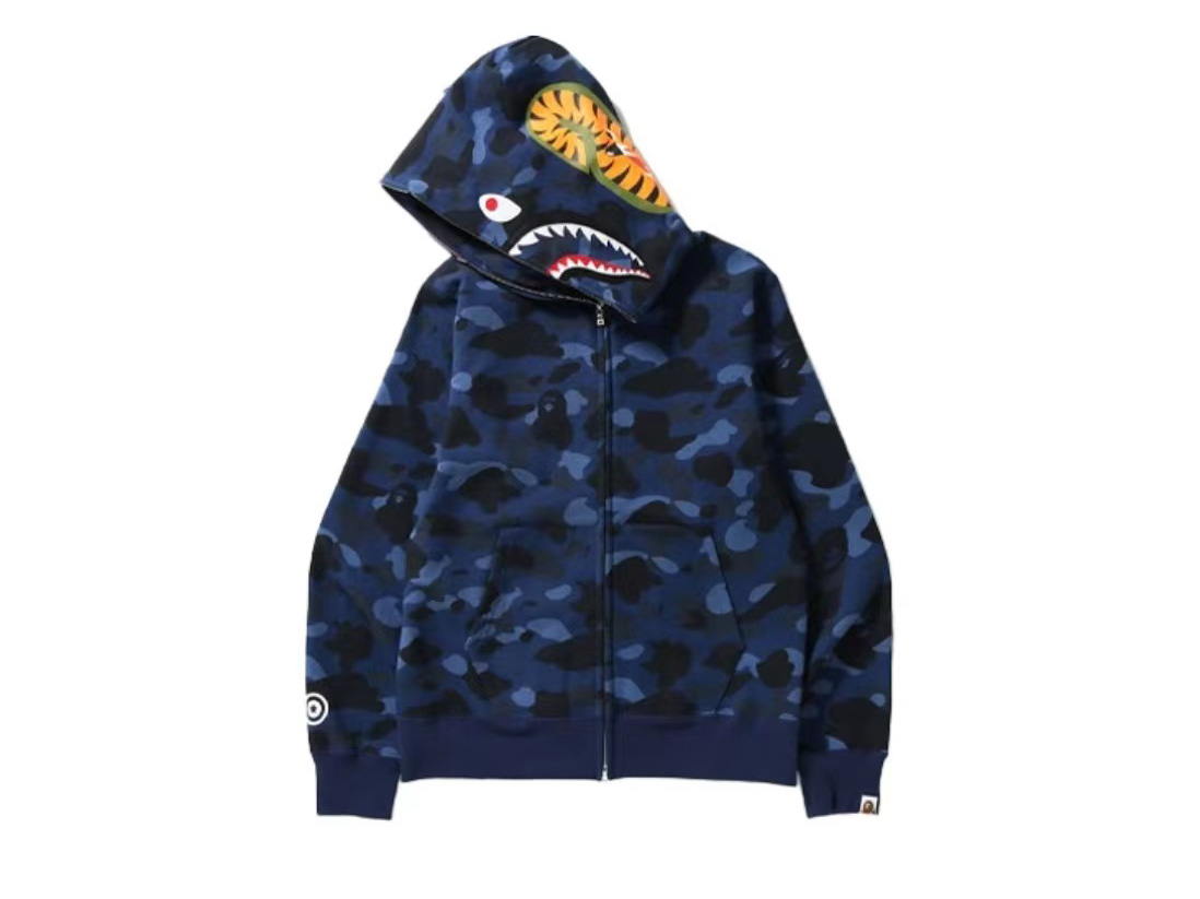 Bape camouflage hooded sweatshirt blue