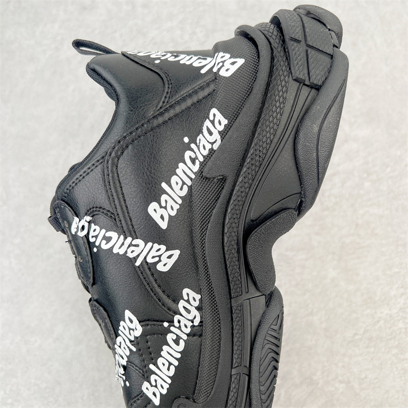 Balenciaga Triple S Stylish Lace-Up Sneakers Black & White 536737W2FAB1090