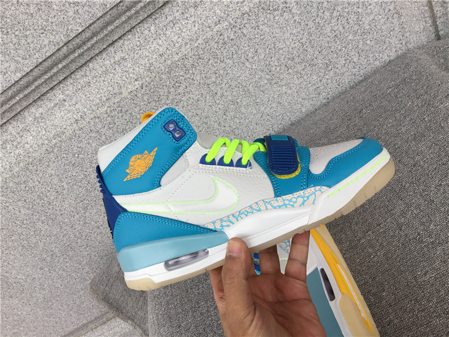 Air Jordan Legacy 312 Mandarin Duck White and Blue Stitching
