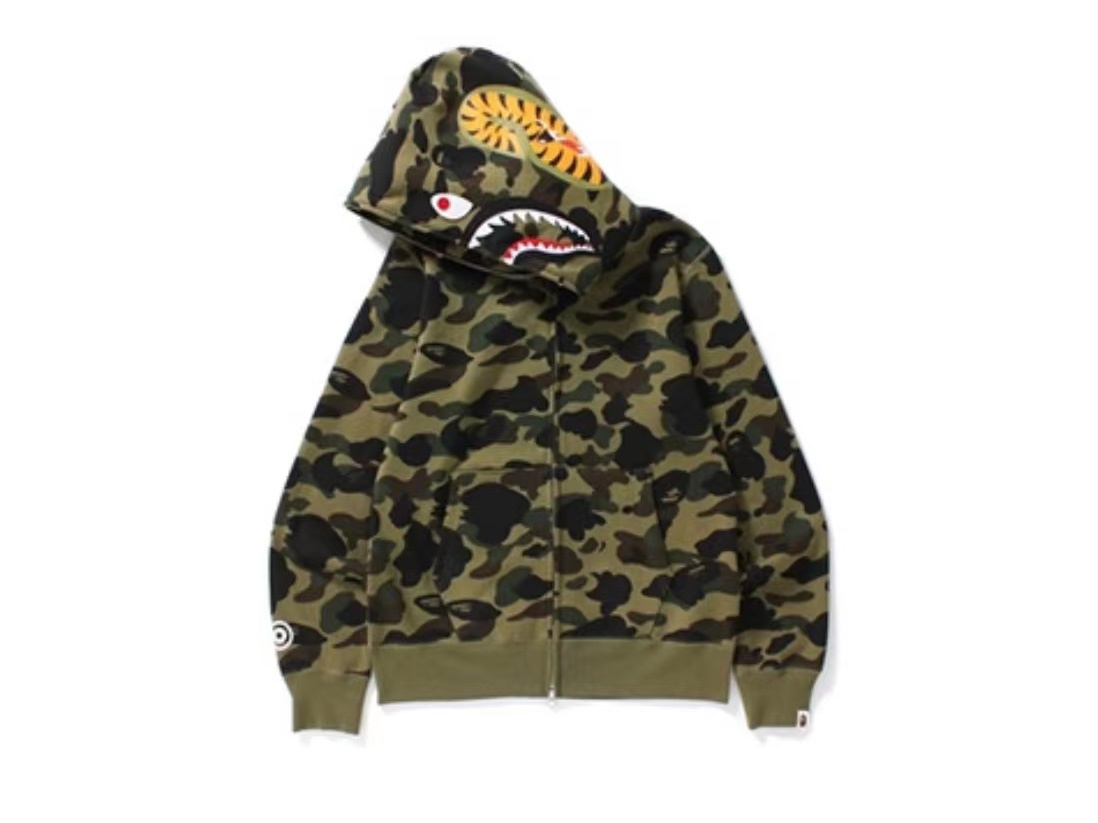 Bape camouflage hooded sweatshirt green