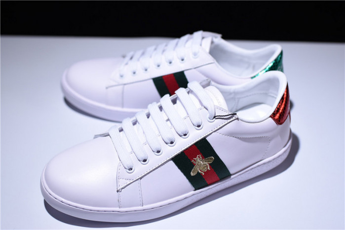 GUCCI Ace Embroidered Low-Top Sneaker white with bee