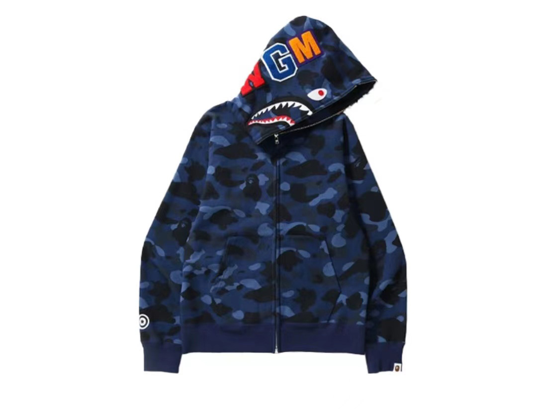 Bape camouflage hooded sweatshirt blue