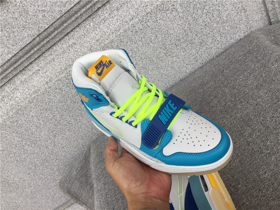 Air Jordan Legacy 312 Mandarin Duck White and Blue Stitching