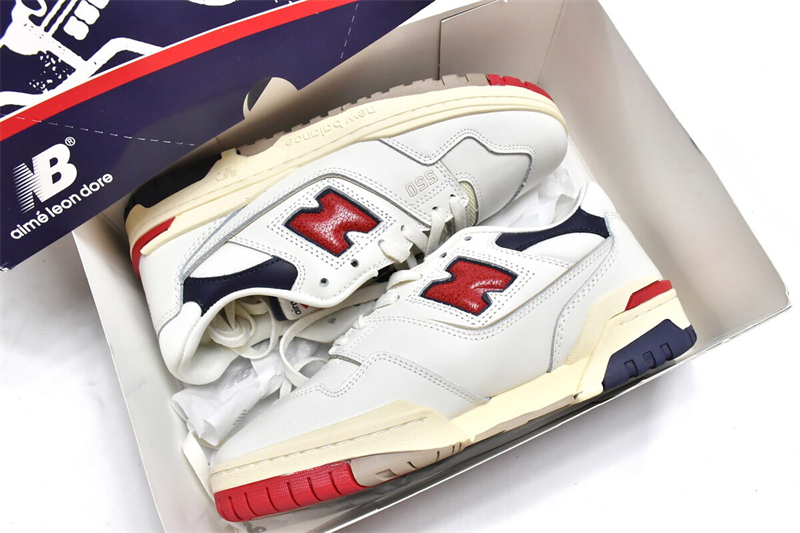 Get Aimé Leon Dore x New Balance 550 White Red Navy BB550A3