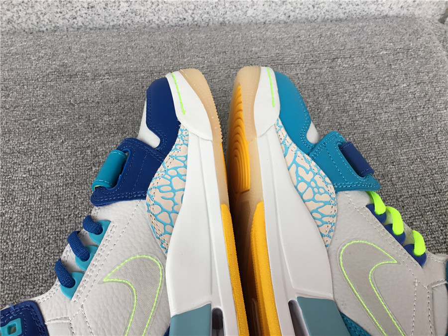 Air Jordan Legacy 312 Mandarin Duck White and Blue Stitching