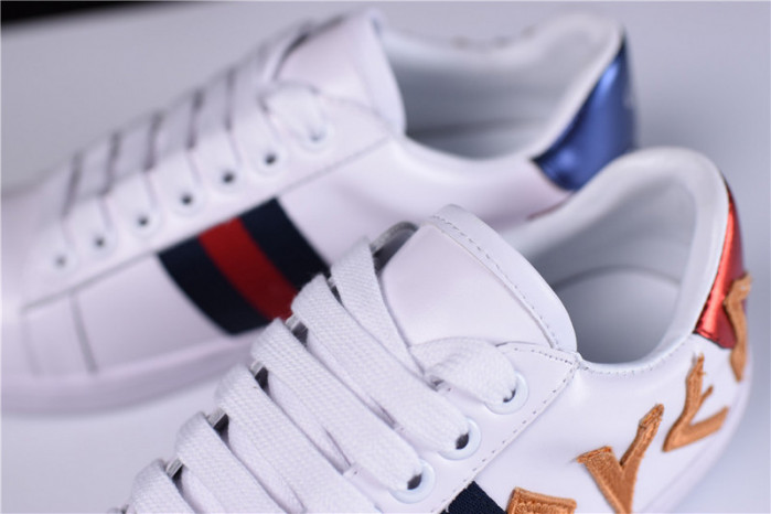 GUCCI ACE EMBROIDERED LOW-TOP SNEAKER WITH LOVED womens 497090 DOPE0 9095