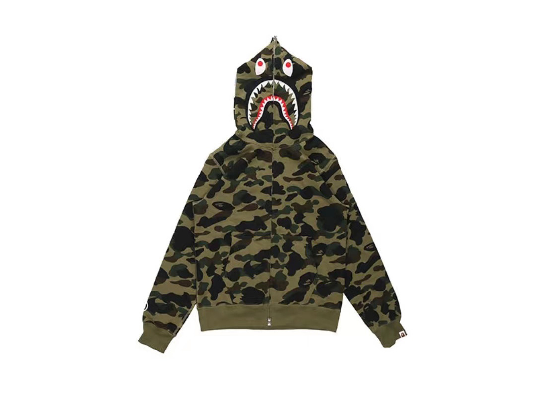 Bape camouflage hooded sweatshirt green