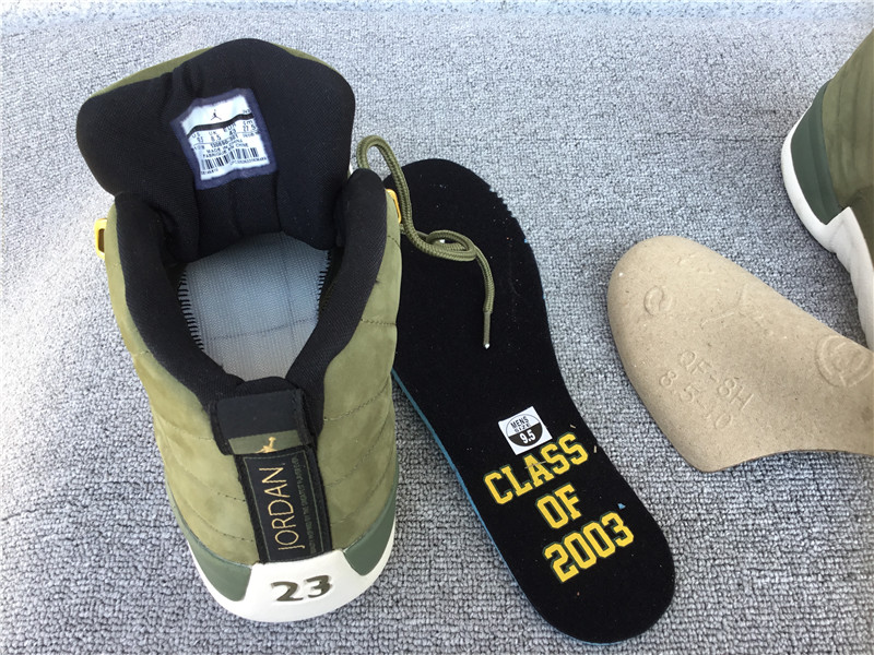 Air Jordan 12 Olive Green Gold Buckle Suede