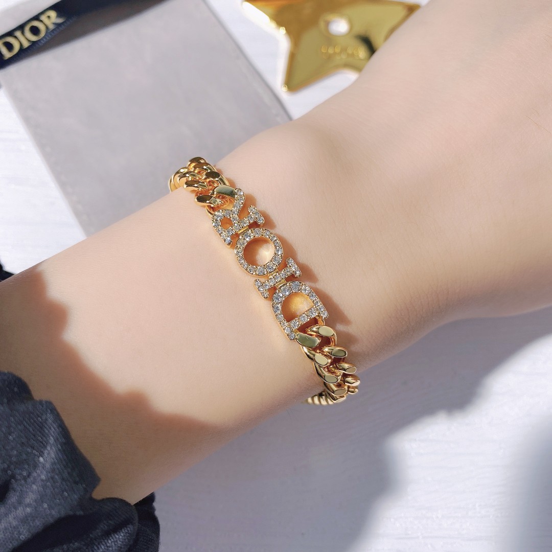 Dior bracelet gold rhinestones