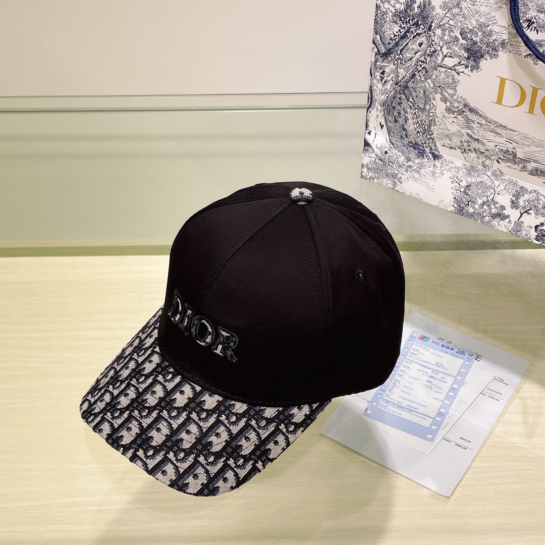 Dior peaked cap with logo printed all over the visor