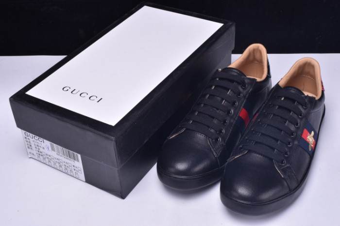 GUCCI Ace Embroidered Low-Top Sneaker black with bee mens 431942-A38G0