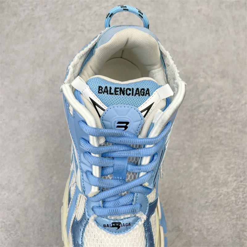 Balenciaga Runner Nylon Mesh Sneakers White Blue 677402W3RB29744